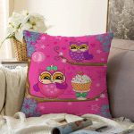 - Sonil-K-3258-Gorsel1 - Realhomes  Çocuk Odası Pembe Baykuş Tasarımlı Raşel Kadife Yastık Kırlent Kılıfı Realhomes