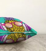 Mavi Zeminde Ananas Desenli Dijital Baskılı Raşel Kadife Yastık Kırlent Kılıfı Realhomes