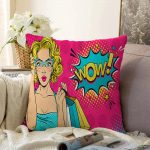 Pempe Pop Art Wow Tasarımlı Dekoratif Raşel Kadife Yastık Kırlent Kılıfı Realhomes