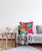 Pempe Pop Art Wow Tasarımlı Dekoratif Raşel Kadife Yastık Kırlent Kılıfı Realhomes