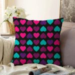 Siyah Zeminde Kalpler Özel Tasarımlı Dekoratif Raşel Kadife Yastık Kırlent Kılıfı Realhomes