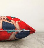 Kırmızı Zeminli Popart Wow Desenli Modern Raşel Kadife Yastık Kırlent Kılıfı Realhomes