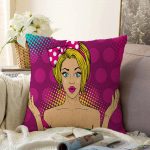 - Sonil-K-3291-Gorsel1 - Realhomes Fuşya Puanlı Popart Desenli Dekoratif Raşel Kadife Yastık Kırlent Kılıfı Realhomes