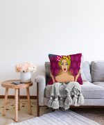 - Sonil-K-3291-Gorsel2 - Realhomes Fuşya Puanlı Popart Desenli Dekoratif Raşel Kadife Yastık Kırlent Kılıfı Realhomes
