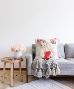 Çizgili Grl Power Desenli Dijital Baskılı Dekoratif Raşel Kadife Yastık Kırlent Kılıfı Realhomes