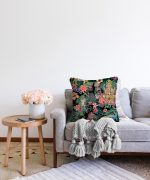 Lacivert Zeminli Amazon Ormanları Temalı Modern Raşel Kadife Yastık Kırlent Kılıfı Realhomes