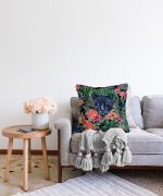 - Sonil-K-3309-Gorsel2 - Realhomes  Lacivert Zeminli Leopar Özel Tasarım Dekoratif Raşel Kadife Yastık Kırlent Kılıfı Realhomes