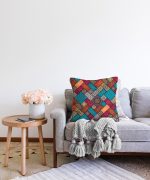 Geometrik Etnik Desenli Özel Tasarım Raşel Kadife Yastık Kırlent Kılıfı Realhomes