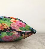 Watercolor Çiçek ve Kuş Motifli Özel Tasarım Raşel Kadife Yastık Kırlent Kılıfı Realhomes