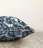 Mavi Renkli Palmiye Yaprakları Dijital Baskılı Raşel Kadife Yastık Kırlent Kılıfı Realhomes