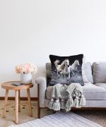 At Resimli Dijital Baskılı Dekoratif Raşel Kadife Yastık Kırlent Kılıfı Realhomes