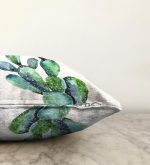 Suluboya Kaktüs Çizimli Modern Tasarım 3D Raşel Kadife Yastık Kırlent Kılıfı Realhomes