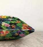 Siyah Zeminli Geometrik Yapraklar Desenli Raşel Kadife Yastık Kırlent Kılıfı Realhomes