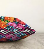 Zigzag ve Çiçekler Özel Tasarım Dekoratif Raşel Kadife Yastık Kırlent Kılıfı Realhomes