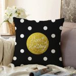Siyah Zeminde Sweet Holiday Tasarımlı Dijital Baskılı Raşel Kadife Yastık Kırlent Kılıfı Realhomes