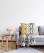 Sarı Gri Zigzag Desenli Modern Tasarımlı Dekoratif Raşel Kadife Yastık Kırlent Kılıfı Realhomes