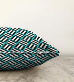 Mavi Çizgili Siyah Beyaz Desenli Dekoratif Raşel Kadife Yastık Kırlent Kılıfı Realhomes