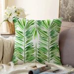Suluboya Lif Yapraklar Desenli Özel Tasarım Raşel Kadife Yastık Kırlent Kılıfı Realhomes