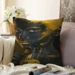 Afrika Gold İnsan Figürlü Modern Dekoratif Raşel Kadife Yastık Kırlent Kılıfı Realhomes