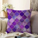 Mor Renkli Ogea Desenli Özel Tasarım Dekoratif Raşel Kadife Yastık Kırlent Kılıfı Realhomes