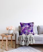 Mor Renkli Ogea Desenli Özel Tasarım Dekoratif Raşel Kadife Yastık Kırlent Kılıfı Realhomes