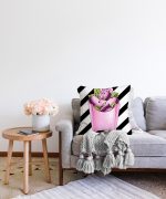 Coco Pops Pempe Siyah Tasarımlı Modern Dekoratif Raşel Kadife Yastık Kırlent Kılıfı Realhomes