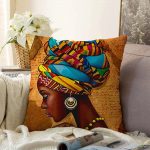 African Woman Çizimli Dijital Baskılı Modern Raşel Kadife Yastık Kırlent Kılıfı Realhomes