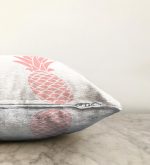 - Sonil-K-3404-Gorsel3 - Realhomes  Beyaz Zeminde Pembe Ananas Tasarımlı Dijital Baskılı Raşel Kadife Yastık Kırlent Kılıfı Realhomes