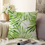 - Sonil-K-3405-Gorsel1 - Realhomes  Suluboya İnce Yapraklar Modern Tasarımlı Dekoratif Raşel Kadife Yastık Kırlent Kılıfı Realhomes