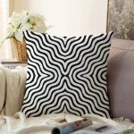 Siyah Geometrik Çizgiler Özel Tasarımlı Dekoratif Raşel Kadife Yastık Kırlent Kılıfı Realhomes