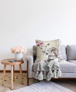 Kuş Desenli Dijital Baskılı Dekoratif Raşel Kadife Yastık Kırlent Kılıfı Realhomes