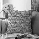 Realhomes 3D Cube Desenli Dijital Baskılı Modern Raşel Kadife Yastık Kırlent Kılıfı Realhomes