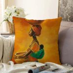 - Sonil-K-3413-Gorsel1 - Realhomes Turuncu Afrikan Women Tasarımlı Dijital Baskılı Raşel Kadife Yastık Kırlent Kılıfı Realhomes