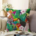 Amazon Papağan Temalı Dijital Baskılı Raşel Kadife Kırlent Kılıfı Realhomes