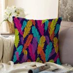 - Sonil-K-3490-Gorsel1 - Realhomes  Lacivert Zeminde Renkli Tüyler Özel Tasarımlı Raşel Kadife Yastık Kılıfı Realhomes