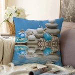 Mavi Dünya Dijital Baskılı Dekoratif Raşel Kadife Yastık Kırlent Kılıfı Realhomes