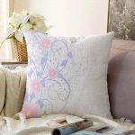 Realhomes Pembe Çiçekler Dijital Baskılı Modern Raşel Kadife Yastık Kırlent Kılıfı Realhomes