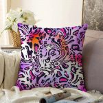 Realhomes Renkli Leopar Desenli Dijital Baskılı Modern Raşel Kadife Yastık Kırlent Kılıfı Realhomes