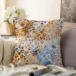 Realhomes Leopar Motifli Dijital Baskılı Raşel Kadife Yastık Kırlent Kılıfı Realhomes