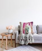 Realhomes Sulu Boya Desenli Özel Tasarım Dijital Baskılı Modern Raşel Kadife Yastık Kılıfı Realhomes