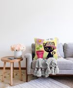 Sevimli Kediler Dijital Baskılı Dekoratif Raşel Kadife Yastık Kırlent Kılıfı Realhomes