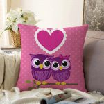 Baykuş Desenli Dijital Baskılı Dekoratif Raşel Kadife Yastık Kırlent Kılıfı Realhomes