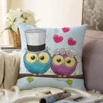 Baykuş Desenli Dijital Baskılı Dekoratif Raşel Kadife Yastık Kırlent Kılıfı Realhomes