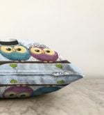 Baykuş Desenli Dijital Baskılı Dekoratif Raşel Kadife Yastık Kırlent Kılıfı Realhomes