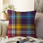 - Sonil-K-4268-Gorsel1 - Realhomes  Renkli Ekose Desenli Özel Tasarım Raşel Kadife Yastık Kırlent Kılıfı Realhomes