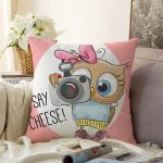 Sevimli Kediler Dijital Baskılı Dekoratif Raşel Kadife Yastık Kırlent Kılıfı Realhomes