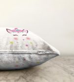 Beyaz Zeminde Unicorm Motifli Çocuk Odası Raşel Kadife Yastık Kırlent Kılıfı Realhomes