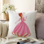 Pamuk Prenses Çizgifilm Desenli 3D Çocuk Odası Raşel Kadife Yastık Kırlent Kılıfı Realhomes