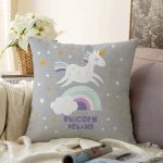 Unicorn Özel Tasarımlı At Motifli Çocuk Odası Raşel Kadife Yastık Kırlent Kılıfı Realhomes