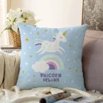 Unicorn Özel Tasarımlı At Motifli Çocuk Odası Raşel Kadife Yastık Kırlent Kılıfı Realhomes